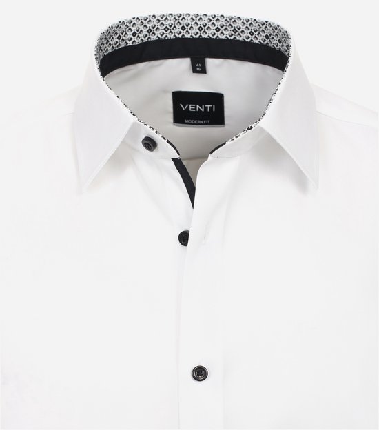 Chemise VENTI coupe moderne - manches courtes - popeline - blanche - Sans repassage - Col : 38