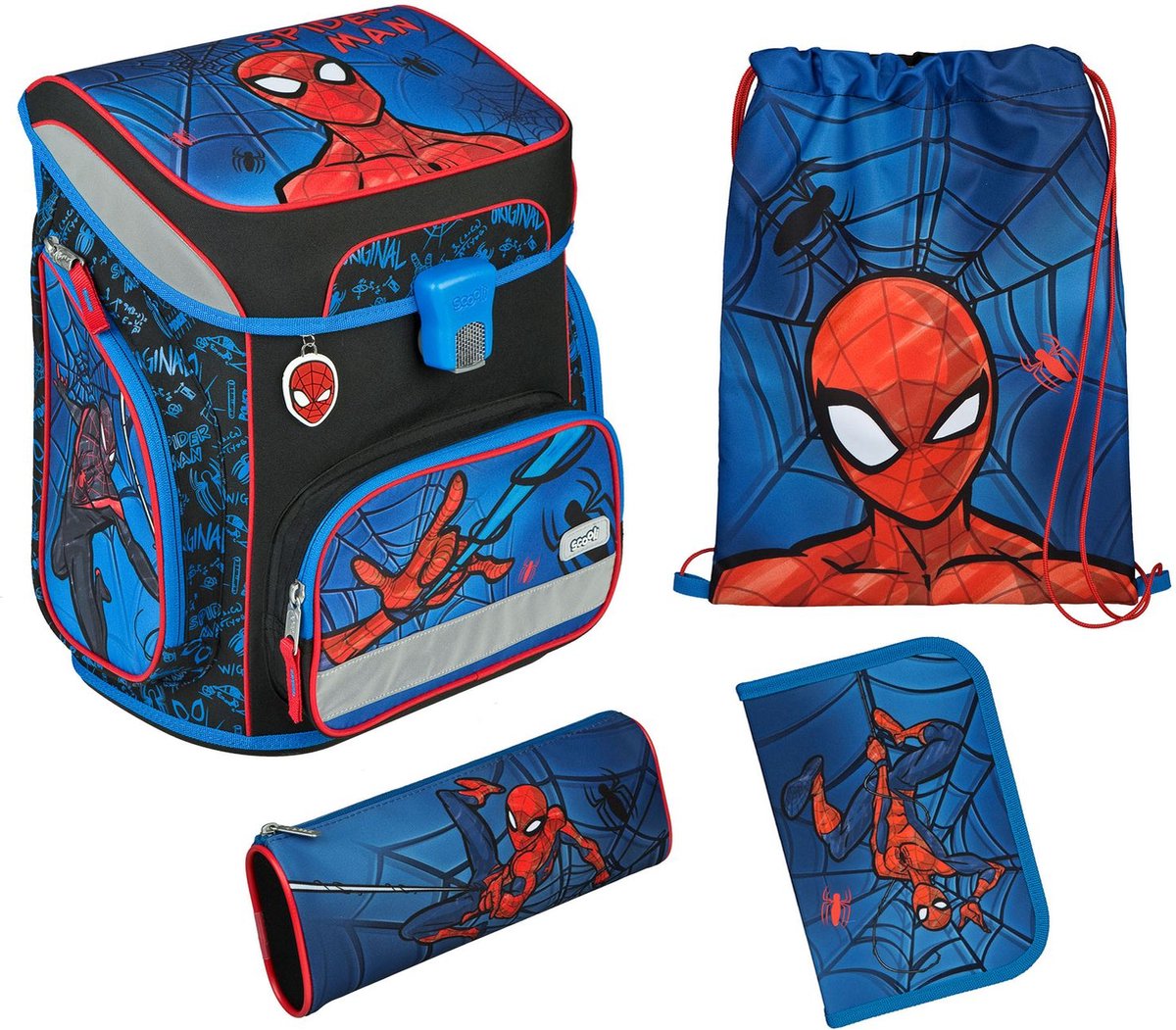 Scooli Schooltas EasyFit Schulranzen-Set 5-delig Spider Man II Veelkleurig
