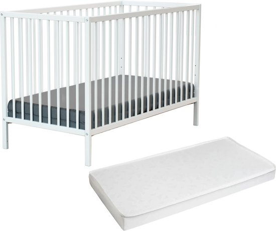 WEBABY - Houten babybedje ONE wit 60 x 120 cm