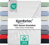 Komfortec Jersey Stretch Hoeslaken 200x200 cm - 30cm Matrasdikte- Rondom Elastiek - 100% Katoen - Wit