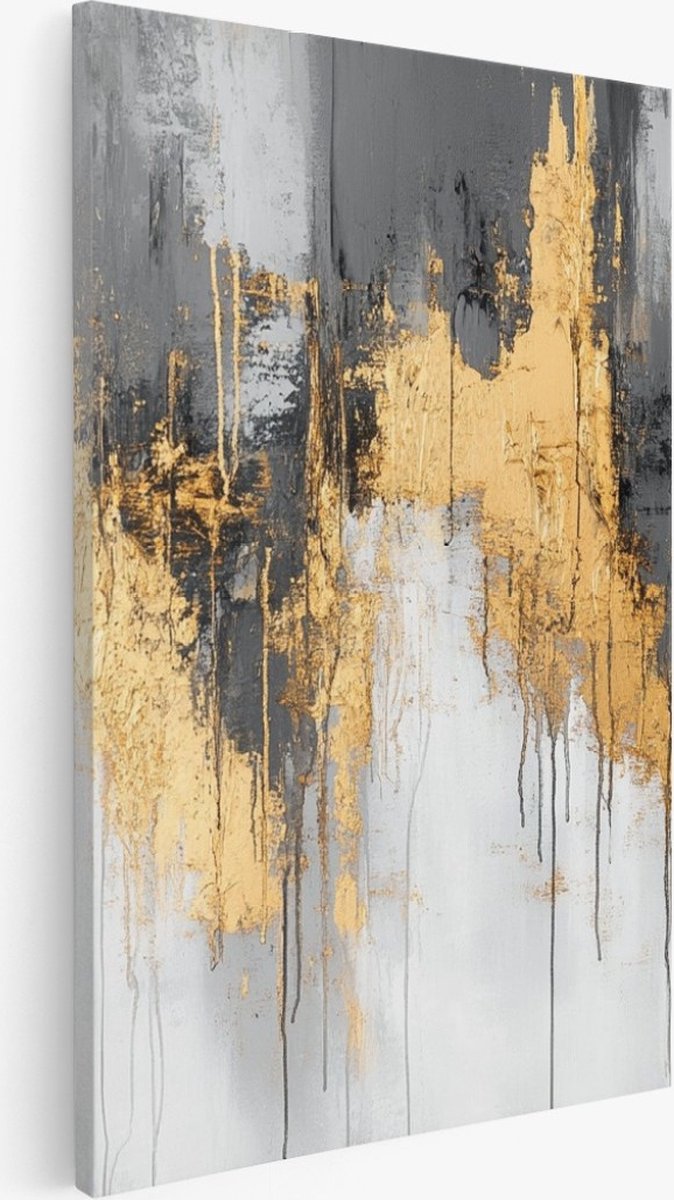 Saammp Canvas Schilderij - grijs - Modern - Abstract kunstwerk - 30x40 - Foto op canvas - Wanddecoratie - Muurdecoratie Woonkamer - Slaapkamer decoratie - Canvas Print Multicolor