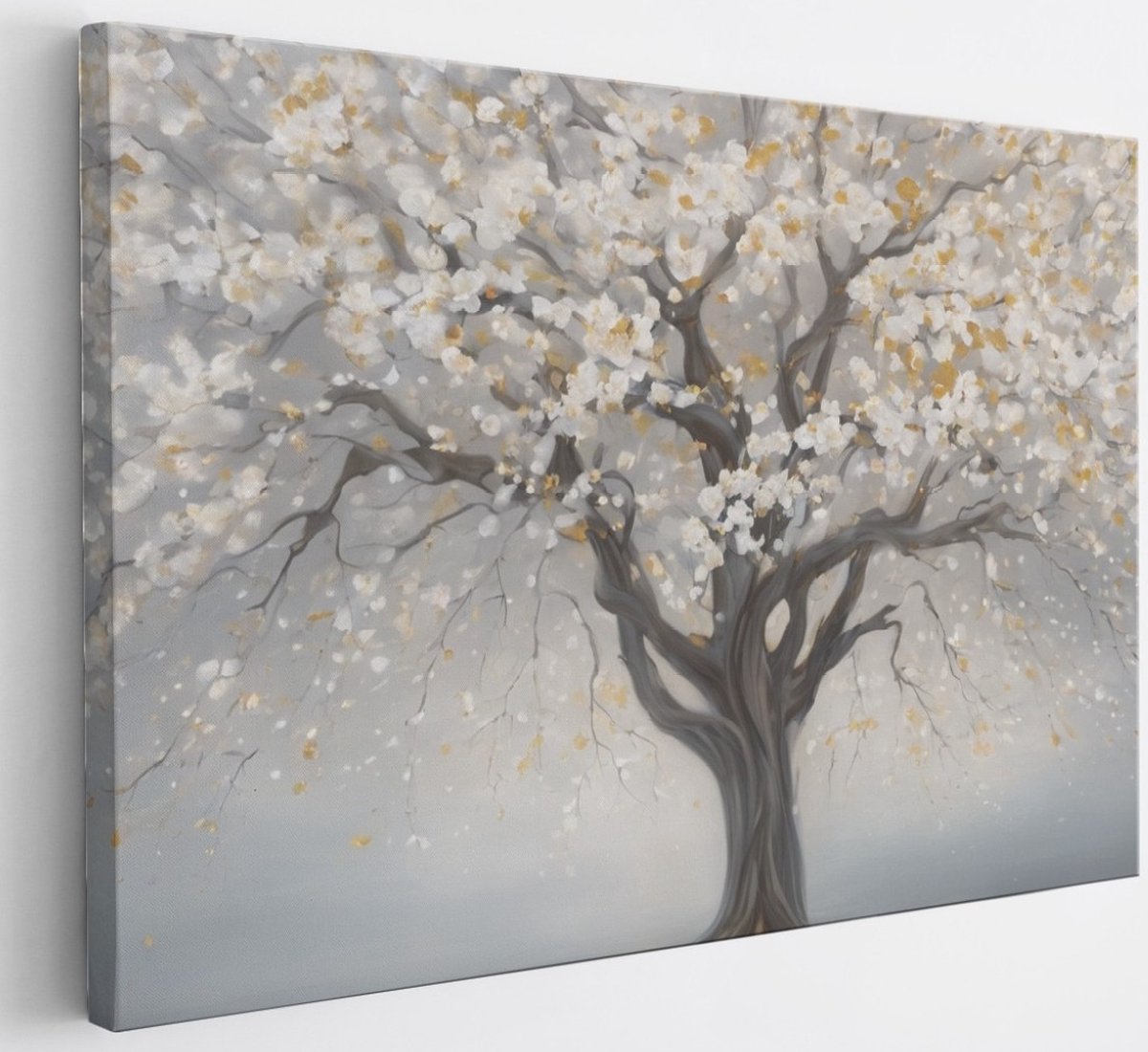 Saammp Canvas Schilderij - Winterboom - Abstract - 120x80 - Foto op canvas - Wanddecoratie - Muurdecoratie Woonkamer - Slaapkamer decoratie - Canvas Print Multicolor