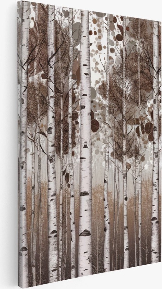 Saammp Canvas Schilderij - Abstracte Bomen - Bruin - Landschap - Natuur - 20x30 - Foto op canvas - Wanddecoratie - Muurdecoratie Woonkamer - Slaapkamer decoratie - Canvas Print Multicolor