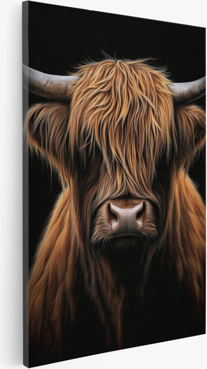 Saammp Canvas Schilderij - Schotse Hooglander - Portret - Koe - Abstract - Dieren - 30x40 - Foto op canvas - Wanddecoratie - Muurdecoratie Woonkamer - Slaapkamer decoratie - Canvas Print Multicolor