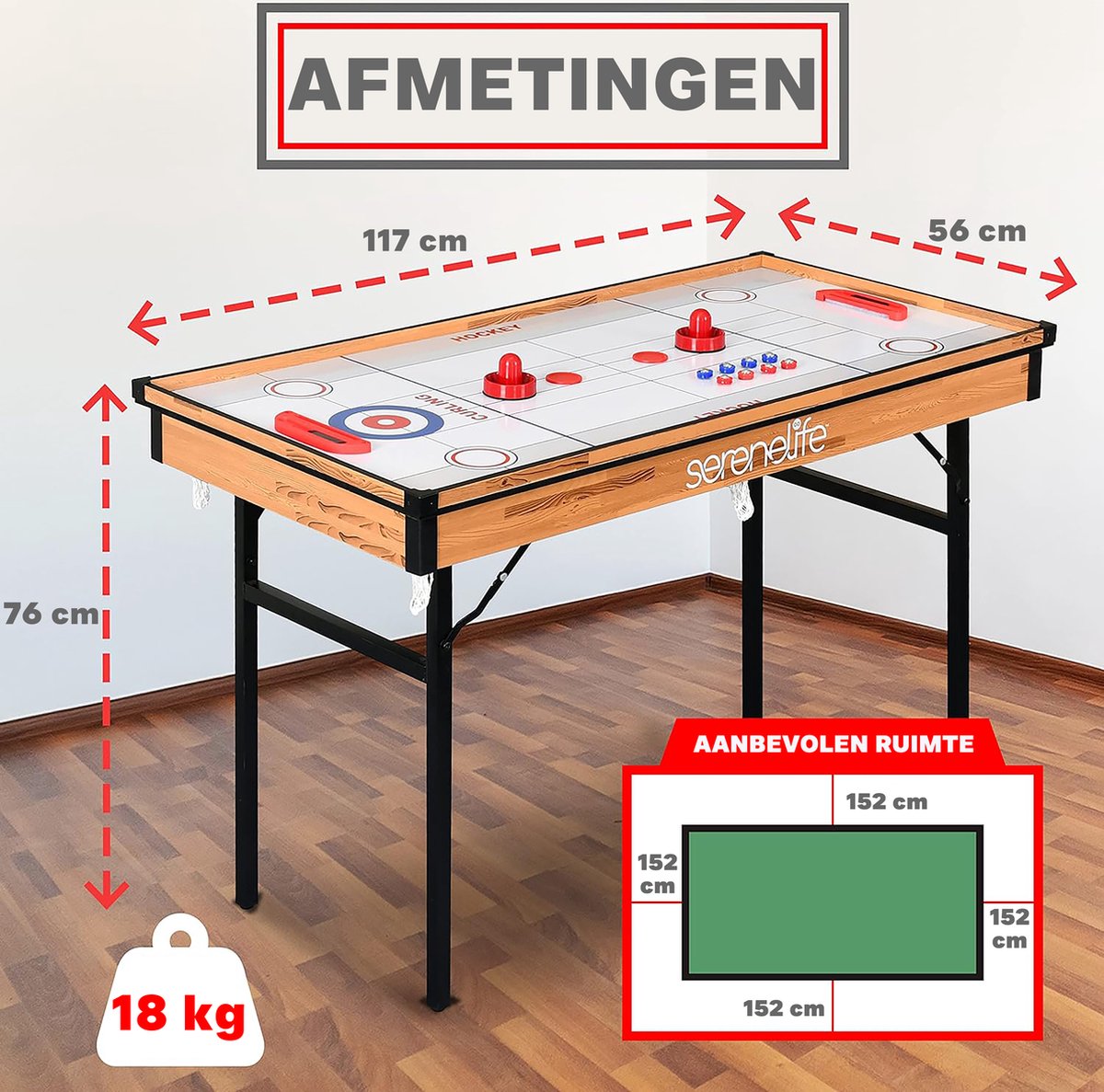 SereneLife Tafelvoetbal- Voetbaltafel voor Thuis- Arcade Speelkamer