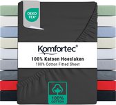 Komfortec Jersey Stretch Hoeslaken 180x200 cm - 30cm Matrasdikte- Rondom Elastiek - 100% Katoen - Antraciet