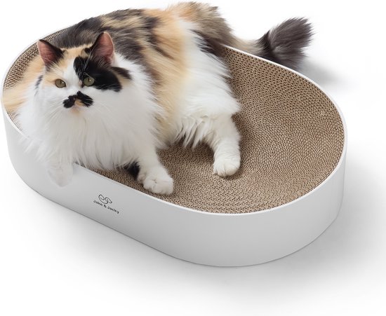 Griffoir en carton pour Chats Jake et Jacky - Carton - Planche à gratter - Panier à gratter - Meuble à gratter - Tapis à gratter en carton - Panier pour chat - Lit pour chat - 55x35x10cm