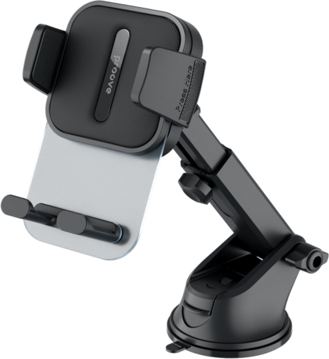 Proove Telefoonhouder Crystal Clamp met Zuignap Bevestiging voor Dashboard/Voorruit Zwart voor Smartphones 4.7-6.9 Inch