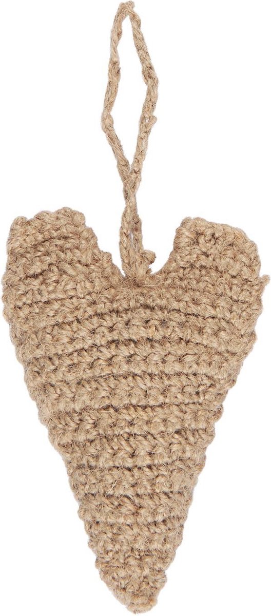 Ib laursen - Crochet Jute Hart - Hanger - Handgemaakt - 12,5 cm - S