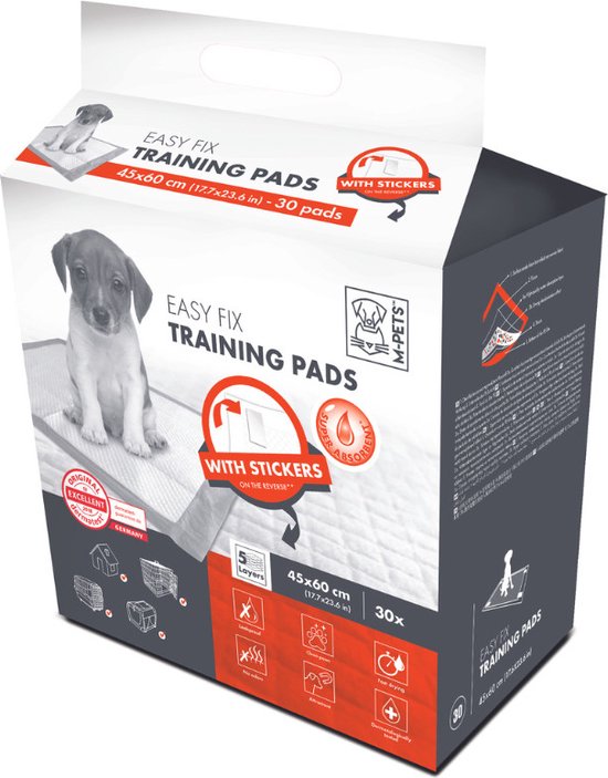 M-pets Coussinets d'Entraînement Easy Fix 45 X 60 Cm Textile Wit 30 Pièces