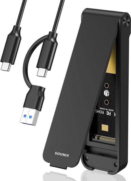 Sounix M.2 (NVMe&SATA) 2 IN 1 Behuizing - USB 3.2 - 10Gbps - Externe USB-C SSD behuizing - Aluminum