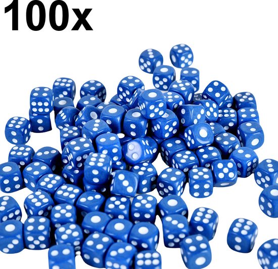 Foto: Decopatent 100 stuks dobbelstenen blauw dobbelsteen afm 1 4 x 1 4 x 1 4 cm dice dobbelen blauwe dobbelstenenset gekleurd yahtzee bordspel gezelschapsspel voor dobbelsteen spelletje set 100 stuks kleur blauw