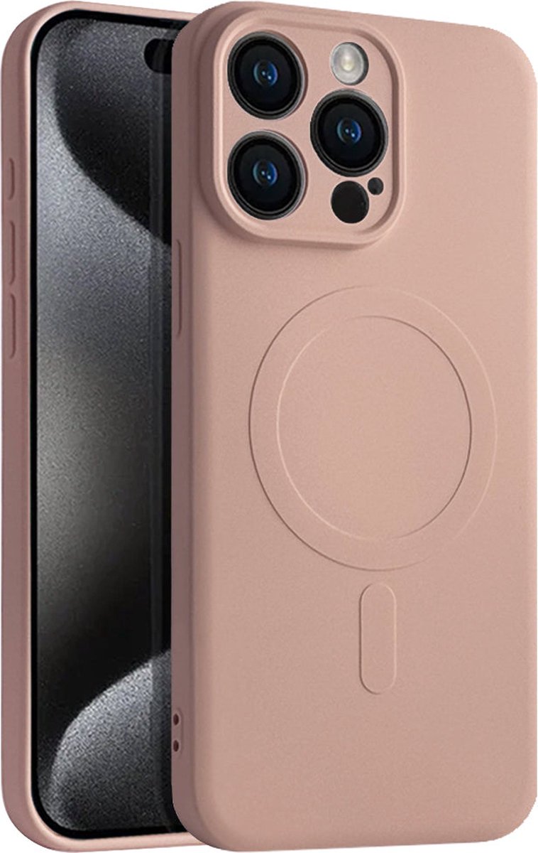 Casify Siliconen Hoesje geschikt voor MagSafe iPhone 15 Pro Max Hoesje - Roze