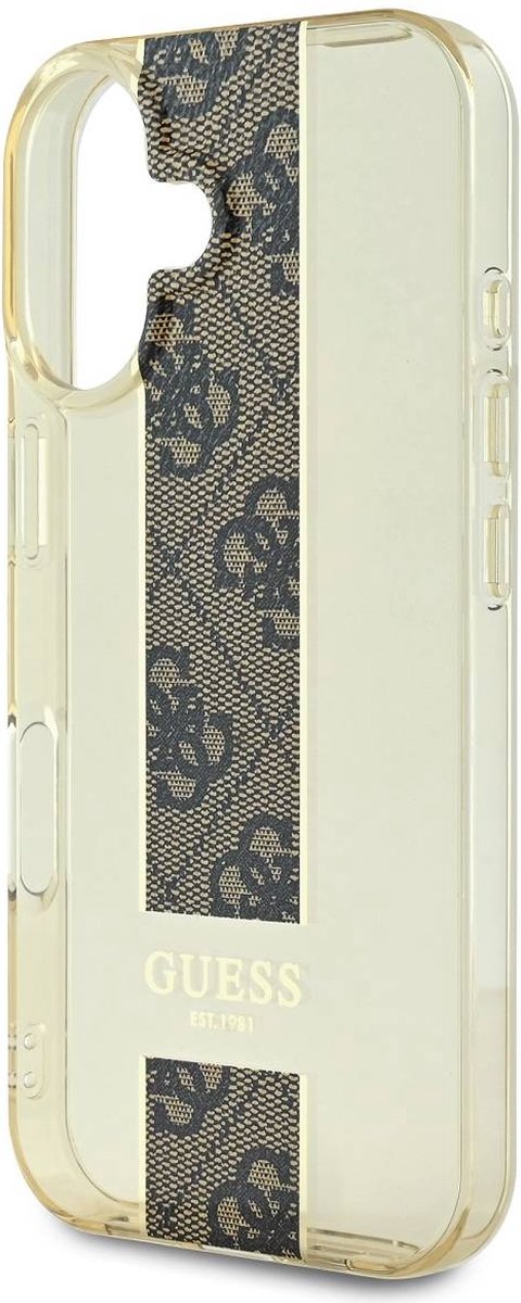 Guess iPhone 16 Backcover hoesje IML 4G Stripe - Bruin