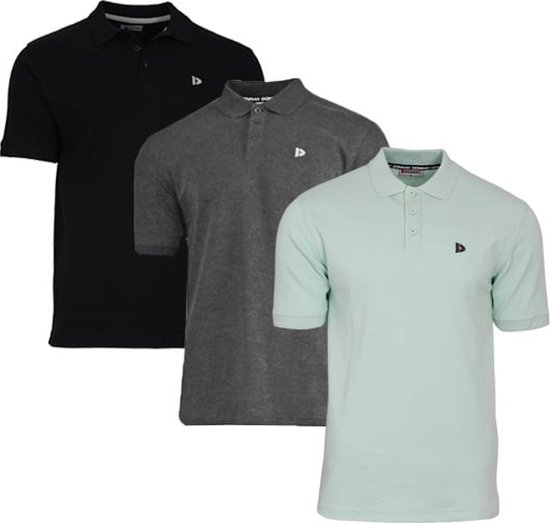 3-Pack Donnay - Polo (Noah) - Sportpolo - Heren - Black/Charcoal/Mint green (706) - maat XXL