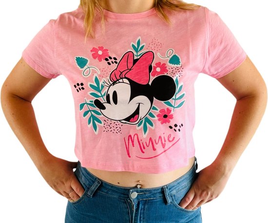 T-shirt crop Minnie Mouse - Pink - Large