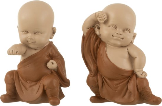 J-Line figurine Moine Zen - polyrésine - marron - 2 pcs