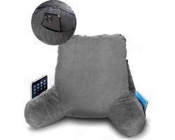Leeskussen - Voor in bed - Met 3 opbergvakken - Rugkussen bank - zitkussen - Lende - Rug kussen onderrug - Lees - Kussens - Knuffel - Steun - Boeken - book - Seat - Grijs Leeskussen - Voor in bed - Met 3 opbergvakken - Rugkussen bank - zitkussen - Lende - Rug kussen onderrug - Lees - Kussens - Knuffel - Steun - Boeken - book - Seat - Grijs