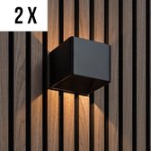 Akudeco - Wandlamp oplaadbaar binnen - Voor lattenwand - 7800mAh extra grote accu - 3000K warm wit licht - Met bewegingssensor - Zwart - 2 stuks