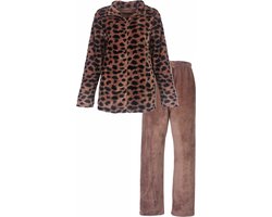 Irresistible Dames Huispak - Fleece - Panterprint - Bruin - Maat L
