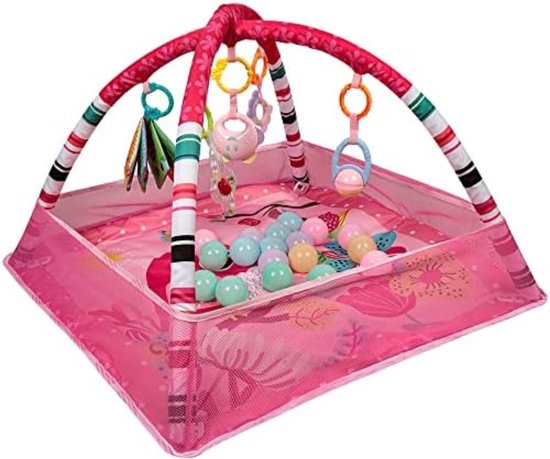 Tapis D'Éveil Bébé Avec Arche Et Piano Musical | 7 Hochets Amovibles, Lumières LED | Pour 0 à 24 Mois - Rose