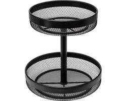 foto van 5Five Fruitschaal 2-laags model Double Fruit - metaal - D30 x H31 cm - zwart - rond - Fruitschalen