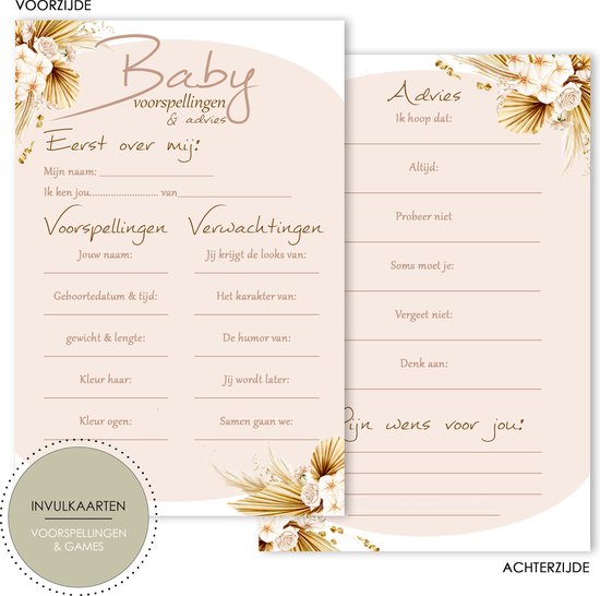 BSG604 Jeux de baby shower - Prédictions de bébé - Jeux de baby shower - Conseils de Bébé - Prédiction de bébé - Prédiction de Bébé - Jeux de Bébé - Baby Shower - Reveal du genre - Jeux de baby shower