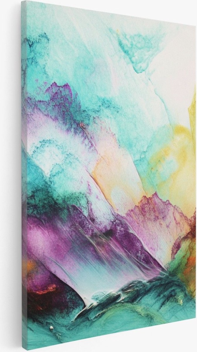 Saammp Canvas Schilderij - Groen Goud - Abstract kunstwerk - 100x150 - Foto op canvas - Wanddecoratie - Muurdecoratie Woonkamer - Slaapkamer decoratie - Canvas Print Multicolor
