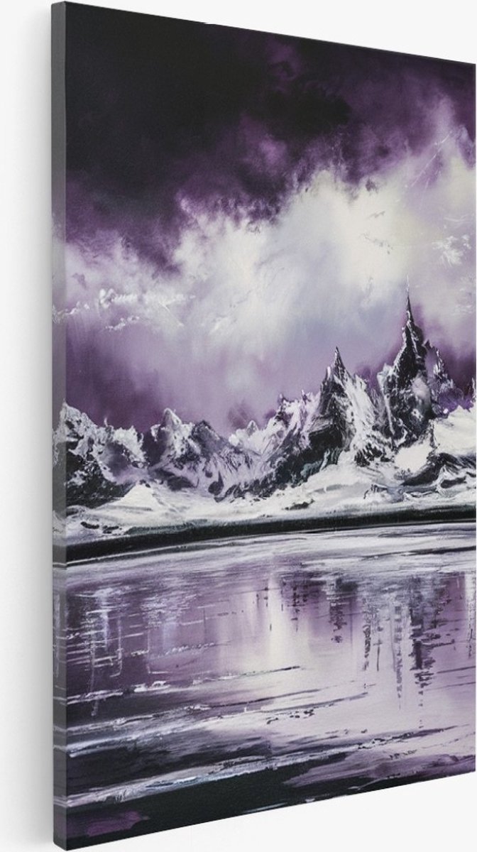 Saammp Canvas Schilderij - Paars minimalistisch - Abstract - 100x150 - Foto op canvas - Wanddecoratie - Muurdecoratie Woonkamer - Slaapkamer decoratie - Canvas Print Multicolor