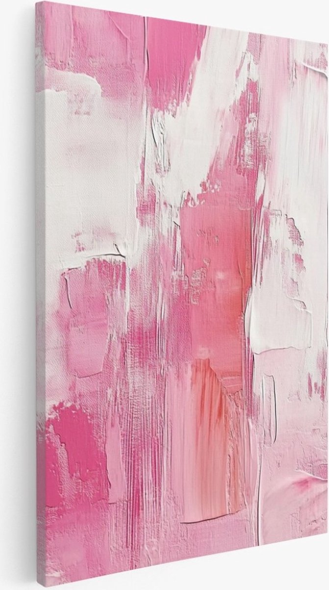 Saammp Canvas Schilderij - Groffe kwast strepen - Abstract - 40x60 - Foto op canvas - Wanddecoratie - Muurdecoratie Woonkamer - Slaapkamer decoratie - Canvas Print Multicolor