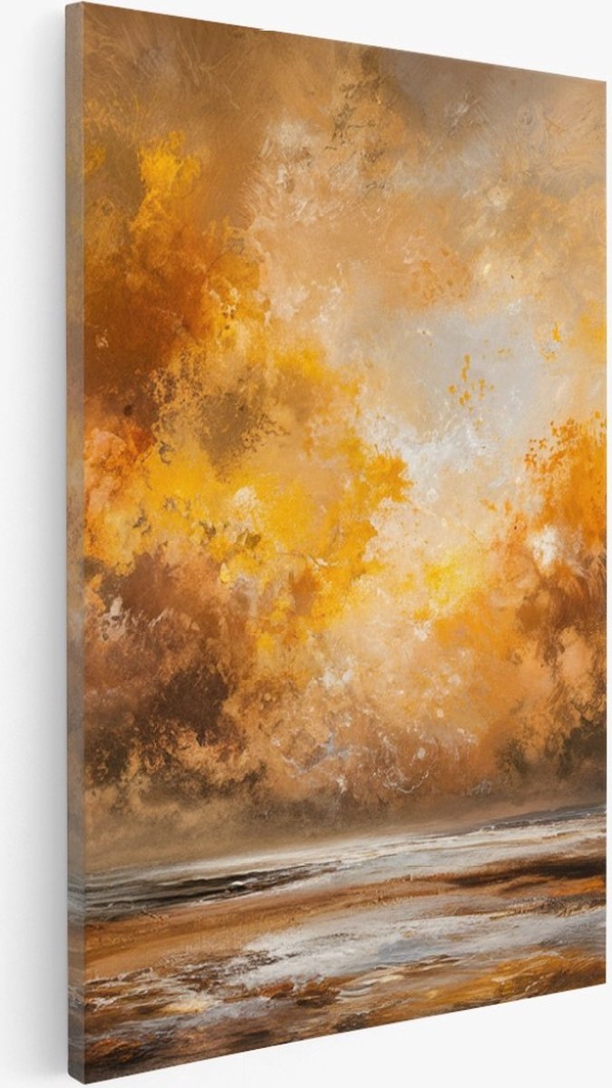 Saammp Canvas Schilderij - Landschap - Oranje - Abstract - 75x100 - Foto op canvas - Wanddecoratie - Muurdecoratie Woonkamer - Slaapkamer decoratie - Canvas Print Multicolor