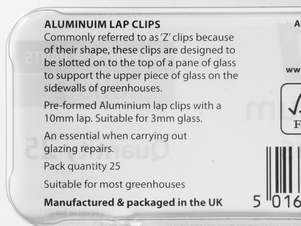 ALM z clips voor tuinkas - set van 25 stuks - glashaken voor 3mm glas - glasklemmen voor tuinkas broeikas en serre - glasclips – foto 2