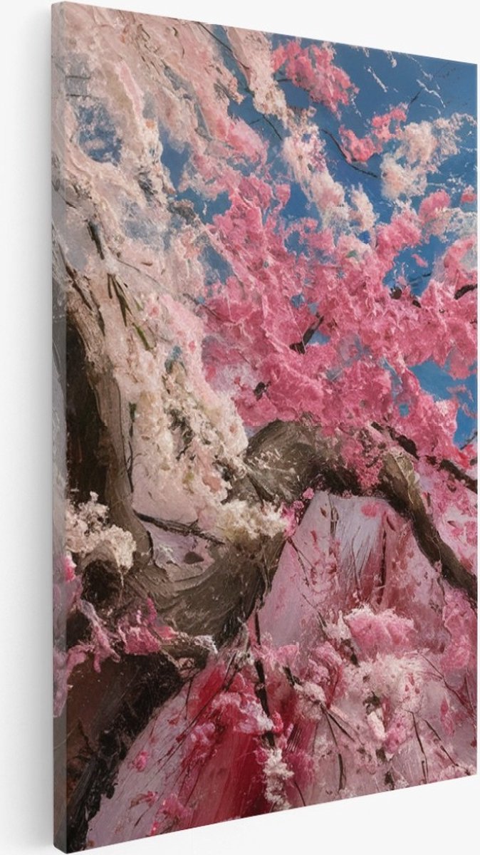Saammp Canvas Schilderij - Roze - Boom - Abstract - Landschap - Natuur - 50x70 - Foto op canvas - Wanddecoratie - Muurdecoratie Woonkamer - Slaapkamer decoratie - Canvas Print Multicolor