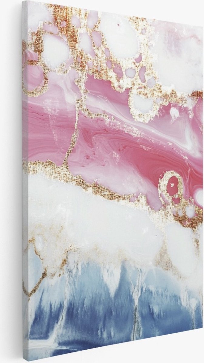 Saammp Canvas Schilderij - Gekleurd marmer - Abstract kunstwerk - 40x50 - Foto op canvas - Wanddecoratie - Muurdecoratie Woonkamer - Slaapkamer decoratie - Canvas Print Multicolor
