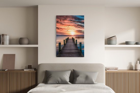 Tableau sur toile Saammp - Échafaudage avec oiseaux - Paysage - Nature - 80x120 - Photo sur toile - Décoration murale - Décoration murale Salon - Décoration chambre - Impression sur toile