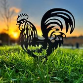 Weterings Store® - Décoration de jardin - Jardin - Décoration de Jardin pour l'extérieur - Acier corten - Metalbird - Coq - 40x28cm