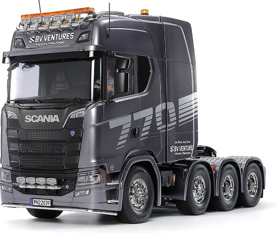 Tamiya Modelbouwpakket Auto - 56376 RC Scania S770 V8 Truck 8X4 SLT Zwaar Transport - Speciale Gun Metal Editie RC Plastic - 1:14 -