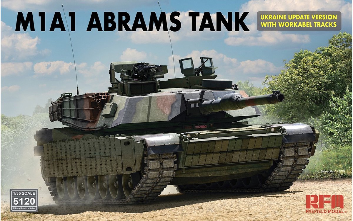 Rye Field Model Modelbouwpakket Militaire voertuigen - 5120 M1A1 Abrams Tank - Oekraïne Update-versie met werkbare tracks Plastic - 1:35 - Modelbouw