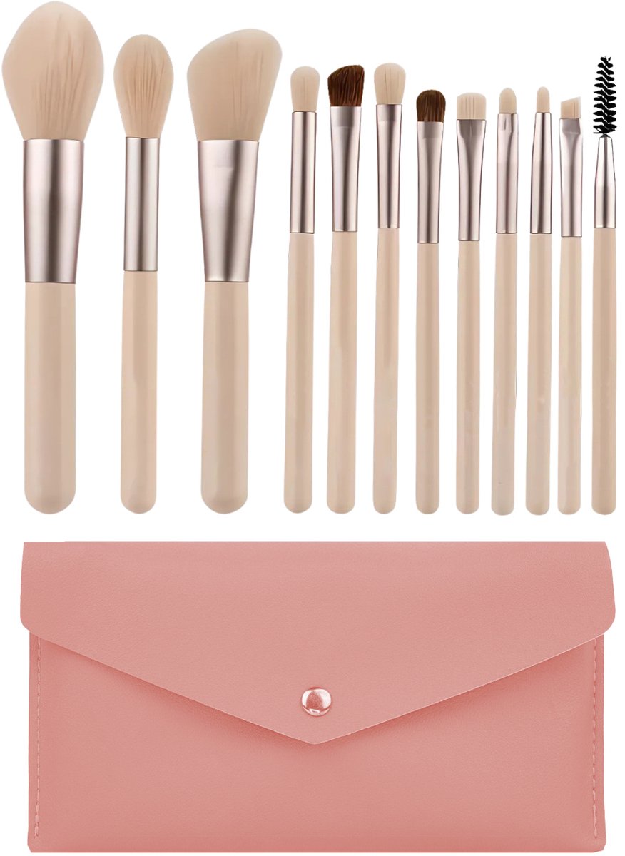 Goedkoopste Ainy 13-delig Luxe Make Up Kwasten set in zalm roze etui - synthetische techniques penselen inclusief make up organizer tasje - cosmetic foundation , concealer , oogschaduw | Real professional | cadeau voor haar