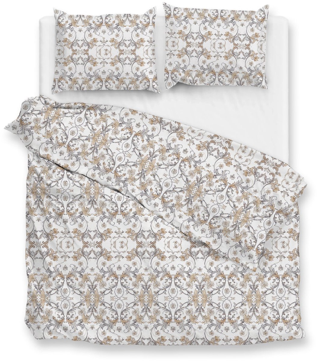 Zohome Dekbedovertrek Fausto - Deken - Dekbed - Grijs - 100% Katoen - Ornamenten - 240x220 + 2 slopen 60/70 cm