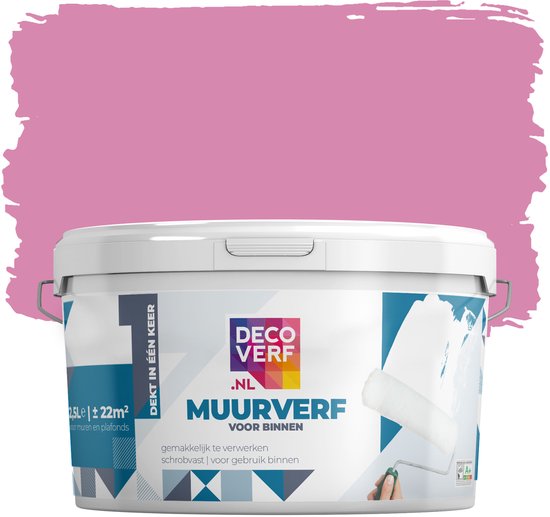 Decoverf muurverf mat warmroze, 2.5L