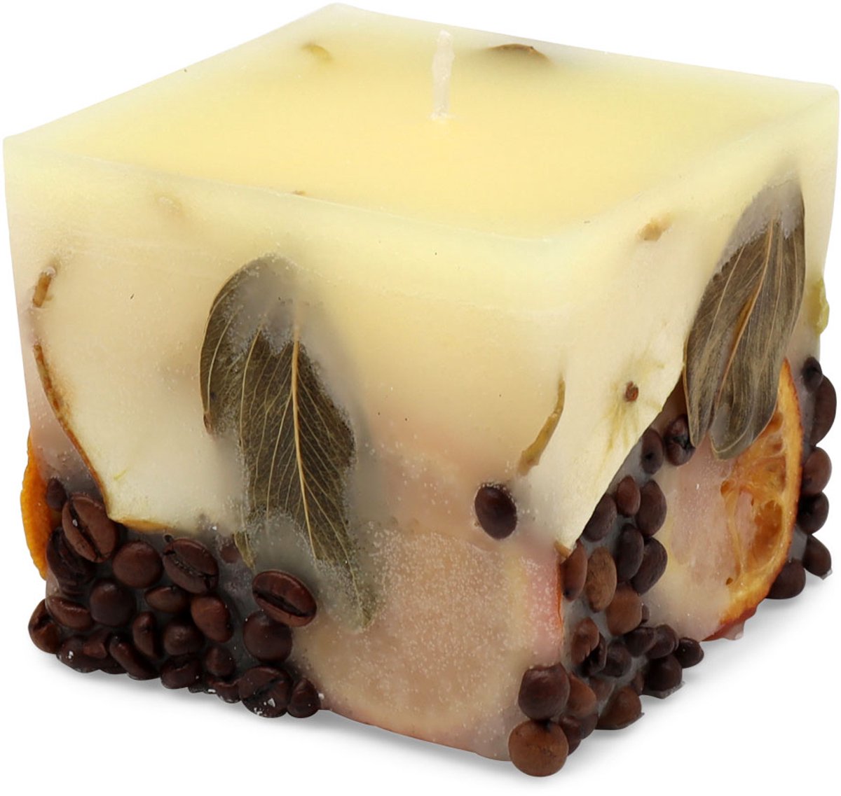 Potpourri geurkaars VANILLE met een zachte noot van sinasappel en koffie - 9x9x9 cm handgemaakte geurkaars