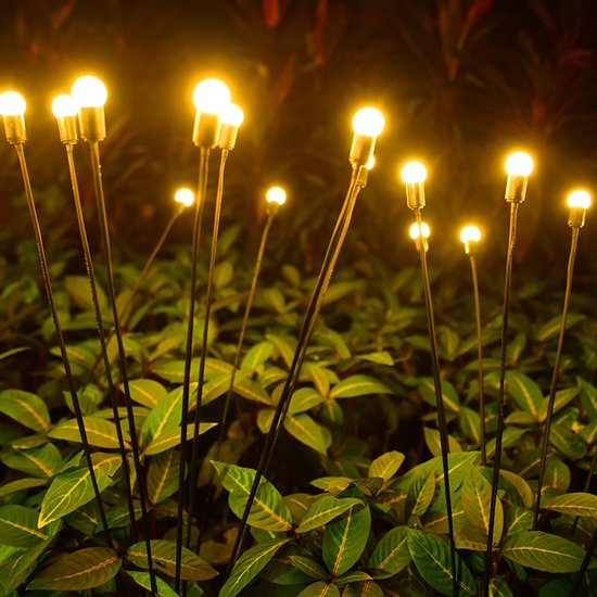 BEO - Solar Tuinverlichting – Vuurvliegjes Effect – 2x8 LED – Waterdicht & Weerbestendig - Sfeerverlichting