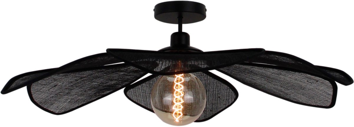 Chericoni Corvo Plafondlamp - Ø80 cm - 1-lichts - Natuurlijke Look - Bladvormig Design - E27 Fitting- Zwart