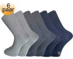 Medische sokken zonder elastiek - 100% katoen - 6 paar - Grijs Antraciet Blauw - Maat 43/46 - Sokken voor diabeten - Reuma - En tegen oedeem