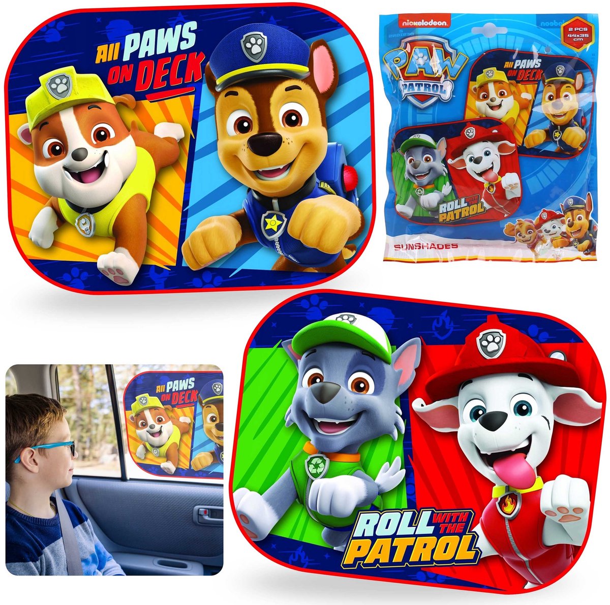 Paw Patrol Zonnescherm voor auto, voor kinderen, 2 stuks 44x35 cm