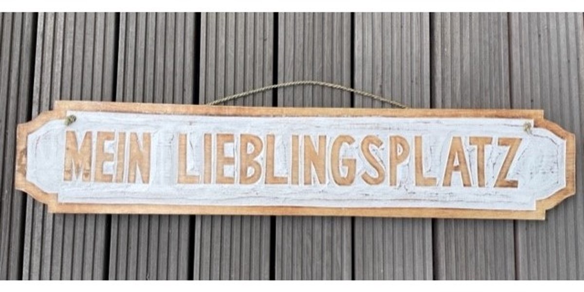Tekstbord Lieblingsplatz wit/natural 100 cm