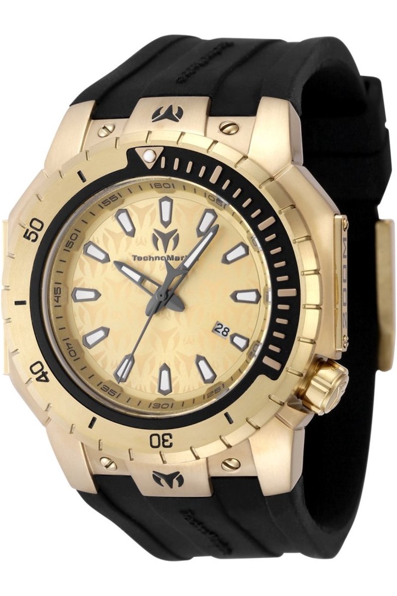 TechnoMarine Manta TM-224010 Heren Horloge - Waterdicht - Analoog - Quartz Uurwerk - Roestvrij Staal met gouden Wijzerplaat - 49mm