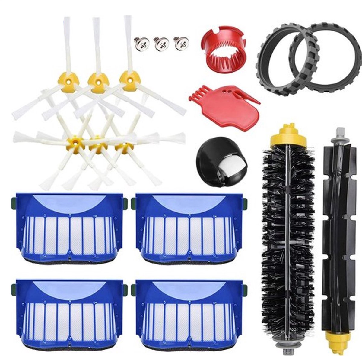 20 stuks vervangende onderdelen accessoire geschikt voor iRobot Roomba 675 670 665 690 692 694 671 677 650 655 614, wielbanden zijrol borstel filter reinigingsgereedschap