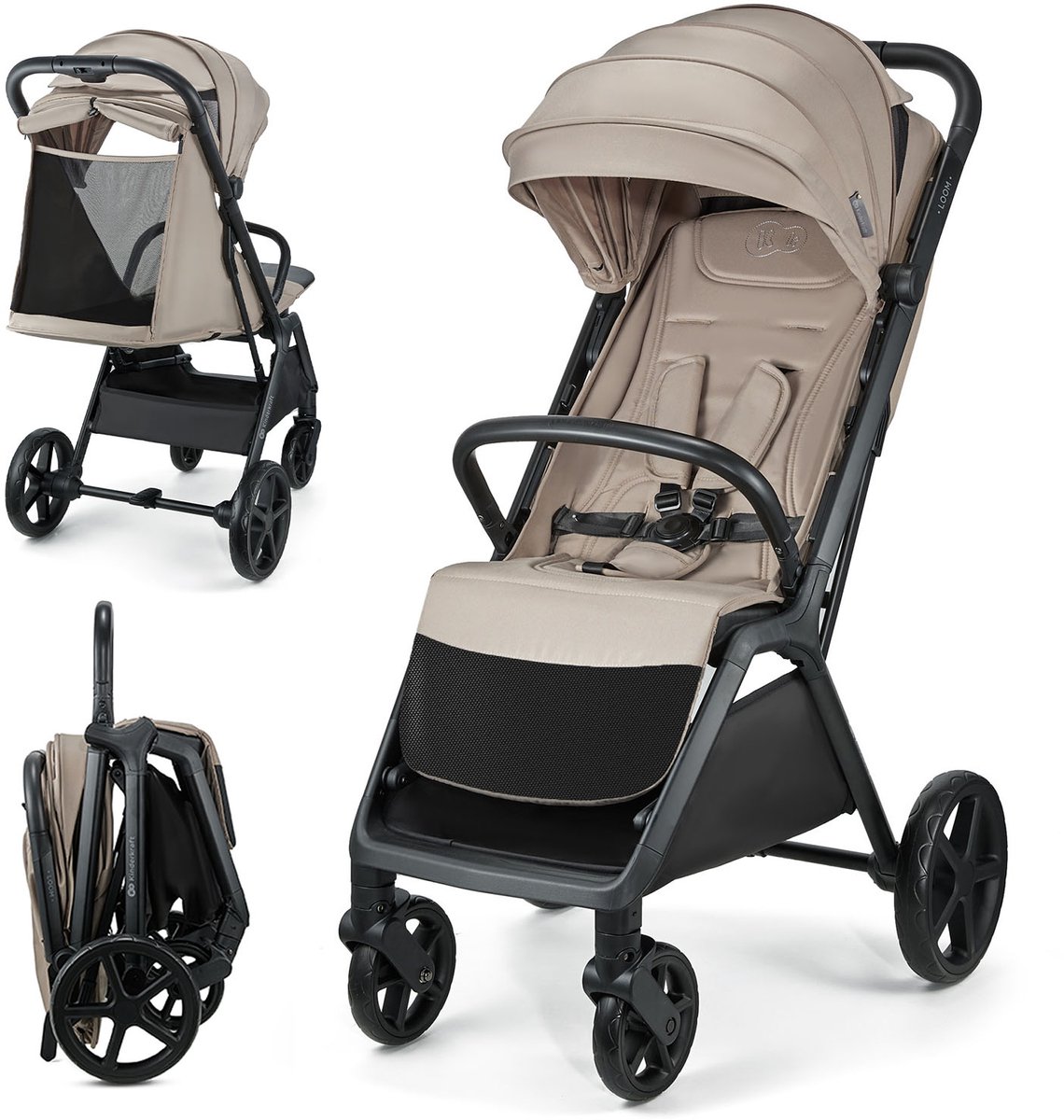 Kinderkraft LOOM Buggy – Lichtgewicht & Compact – Automatisch Inklapbaar – Verstelbare Rugleuning – Beige